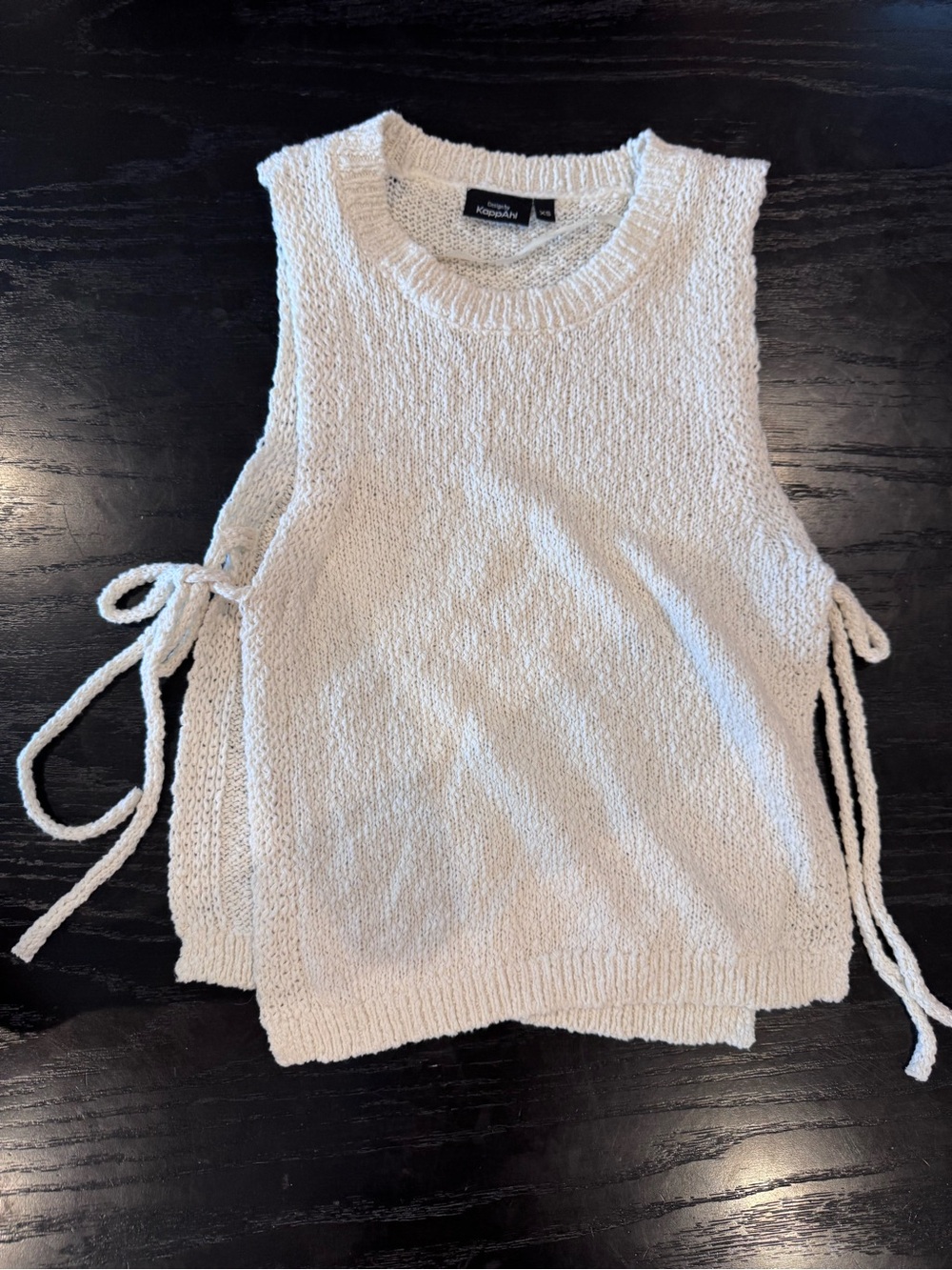 KappAhl Cream Knit Side-Tie Sleeveless Tank Top
